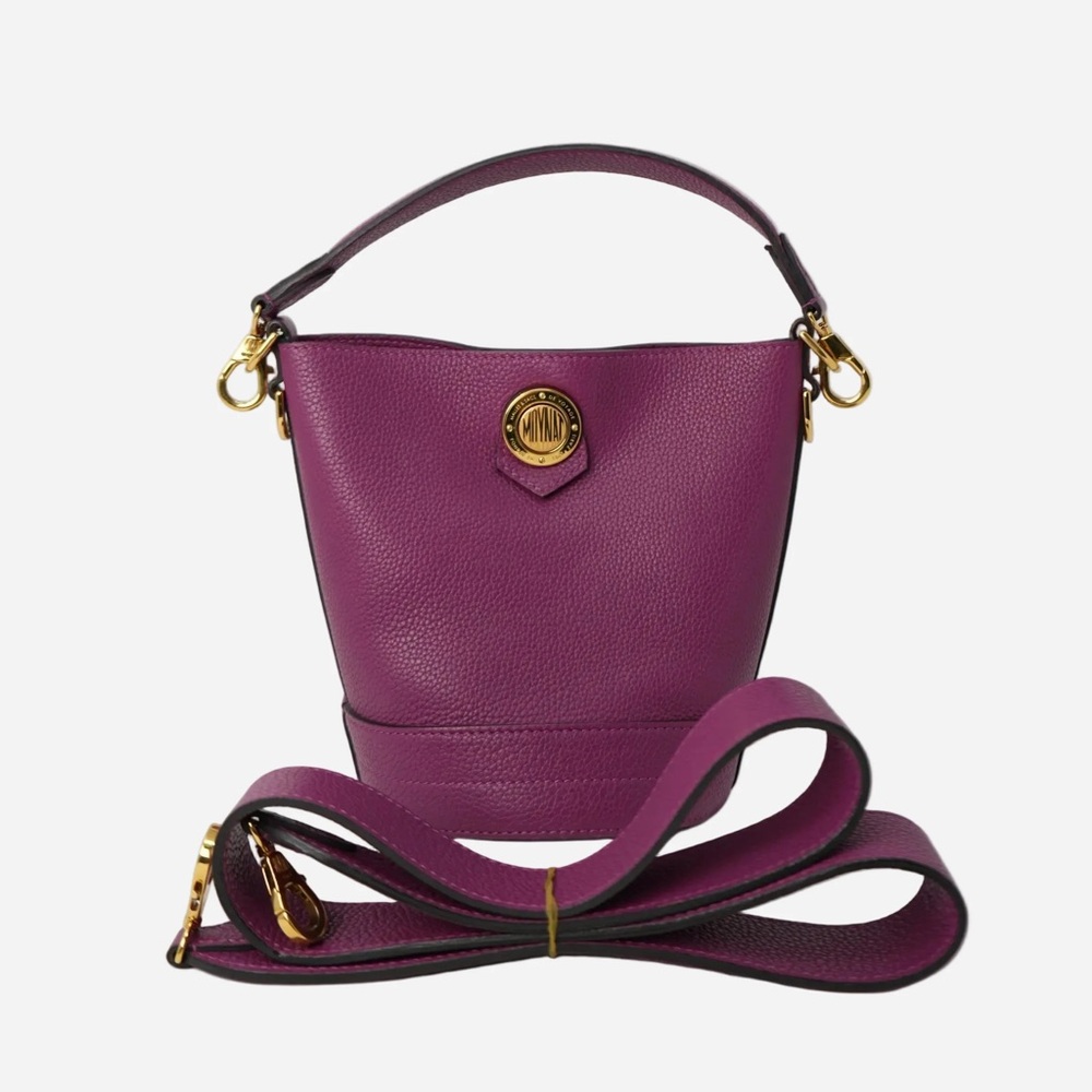 Moynat Purple Grained Calfskin Rubis Bucket Bag